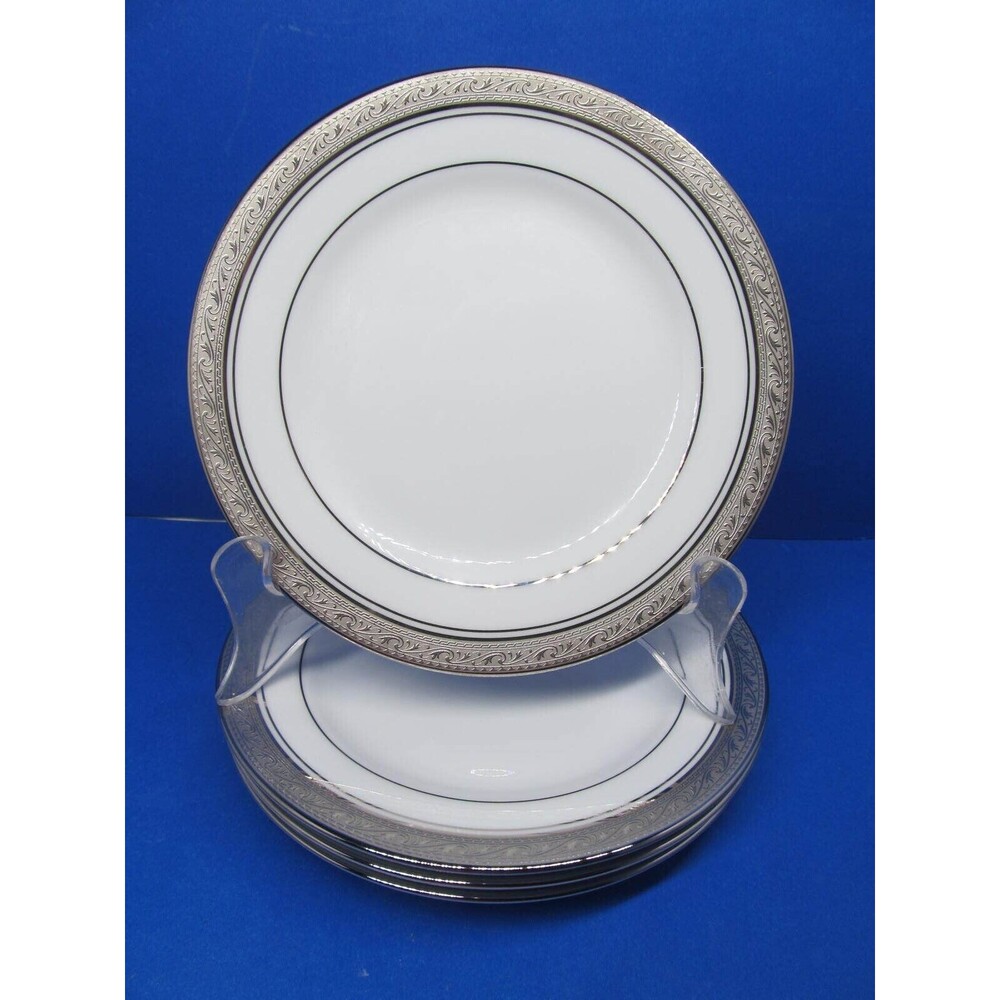 Noritake Crestwood Platinum Set Of Four 6 1/2" Dessert Plates EUC